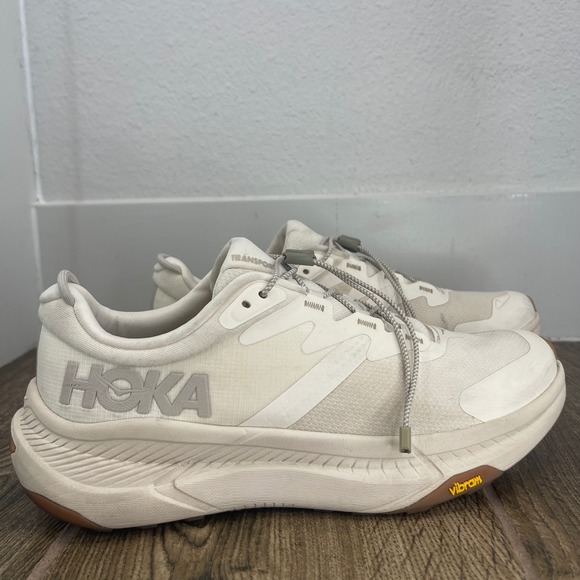 Hoka One One Shoes - Hoka One One W Transport Running Shoes Sneakers Cream White Vibram Size 10B